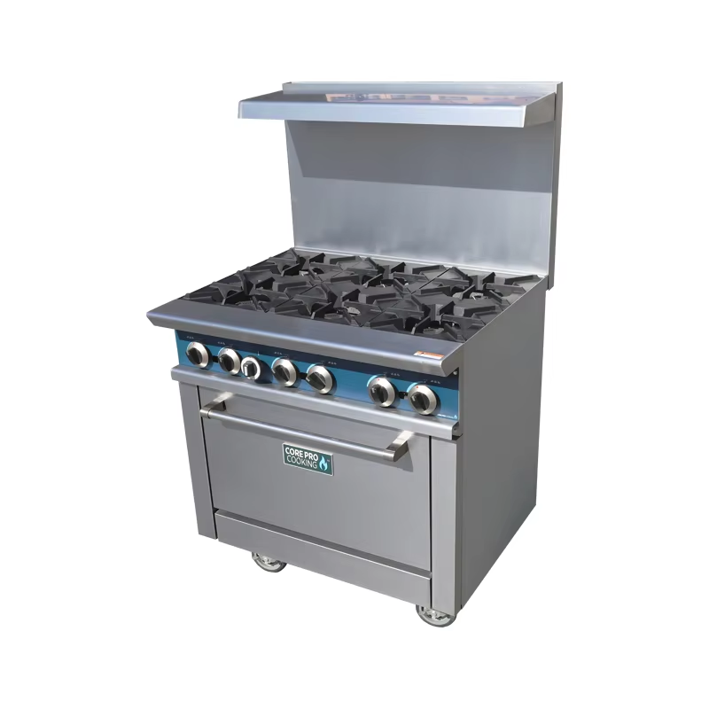 Commercial Kitchen Oven - 業務用厨房機器 自立型ステンレス製6口コンロ付きオーブン