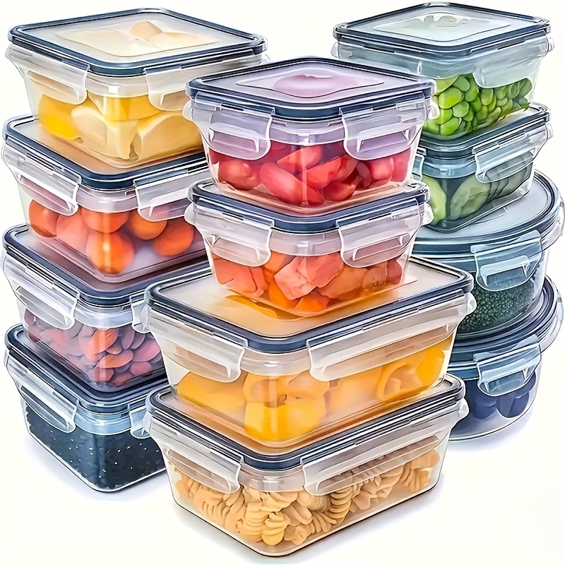 Commercial Kitchen Organization - 8個セットには、4つの容器と4つの蓋が含まれています。気密食品保存容器、キッチン冷蔵庫オーガナイザー、果物、野菜、キャンプ用。