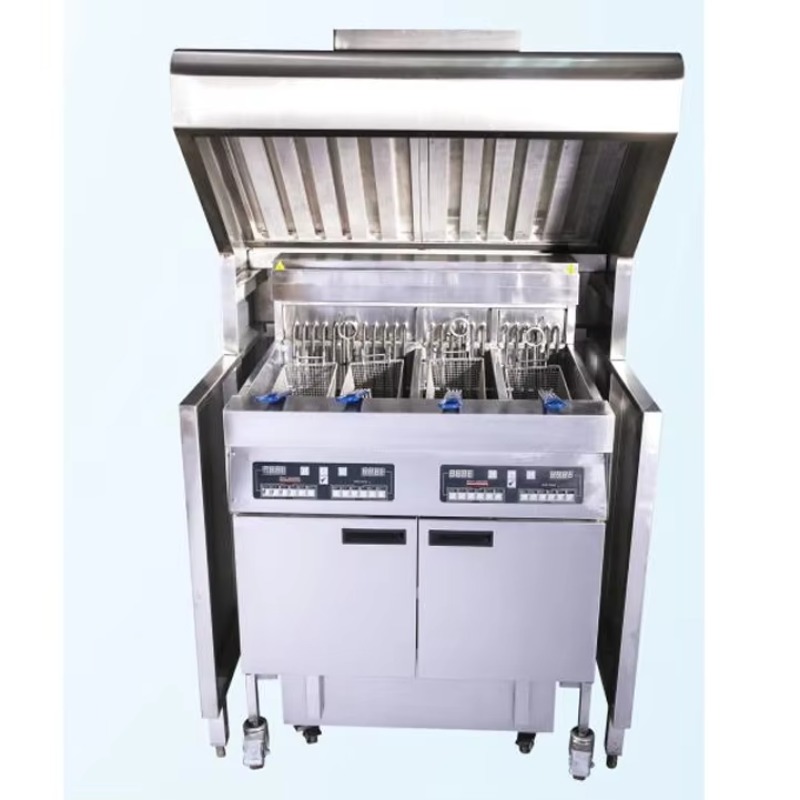 Commercial Kitchen Hood - 業務用フロアタイプフードカバー、ファーストフードレストラン厨房機器向けカスタムステンレス鋼製造