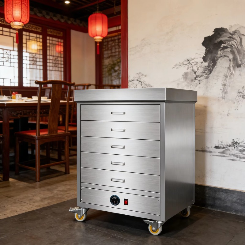 Commercial Kitchen Warmer - 業務用電気式ステンレス製両開き断熱フードウォーマーカート大容量移動式キャビネット
