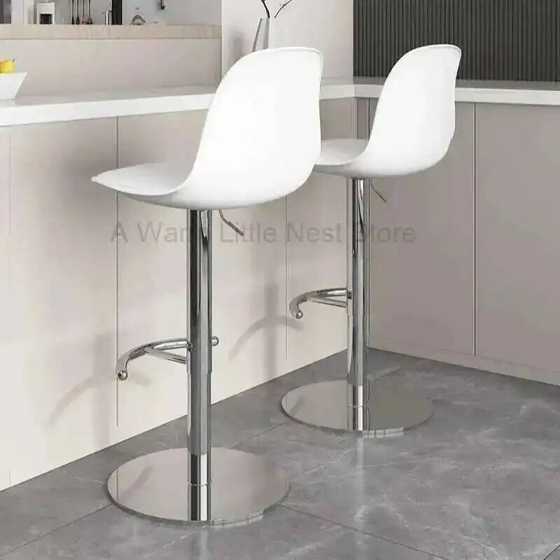 Commercial Kitchen Interior - 高級バー回転式ステンレス調節可能な椅子スチール高さキッチンミニマリストバースツールかわいい待機シラスインテリア装飾