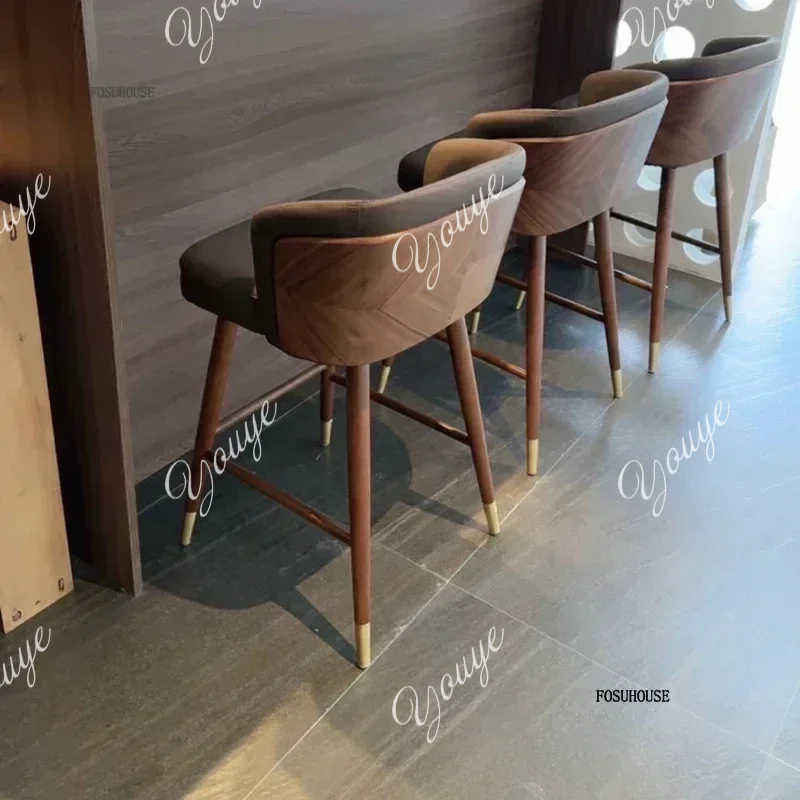 Commercial Kitchen Lighting Design - 北欧ミニマリストバースツールホームバーチェアライト高級デザイナー小さなアパート背もたれ付きハイキッチンスツールバー家具