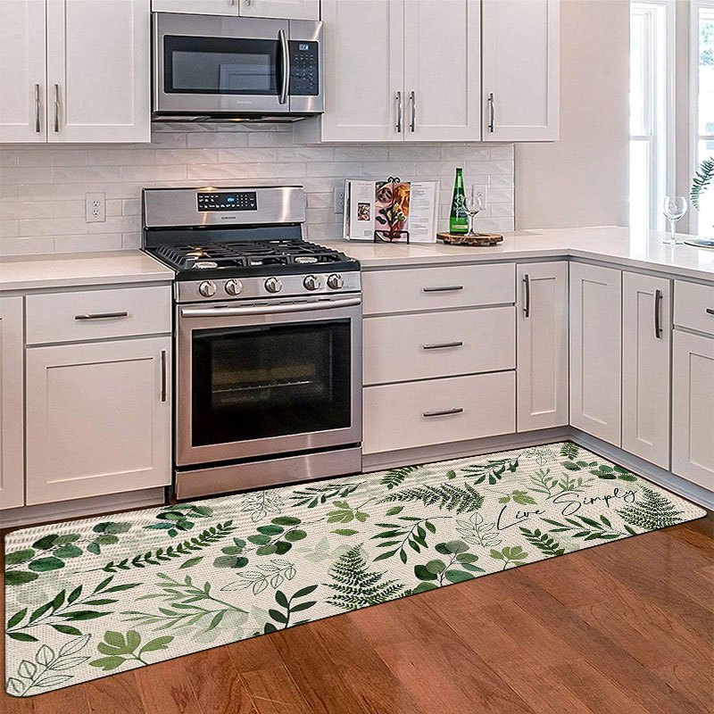 ミニマルな植物柄キッチンランナーマット、明るい背景、マルチシ - Commercial Kitchen Background のレビューと価格