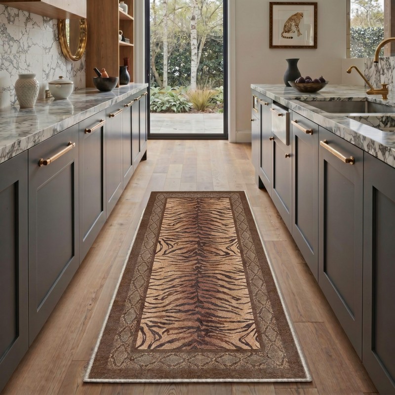 ペルシャ花柄ランナーラグベージュ背景オレンジブルーの蔓模様カ - Commercial Kitchen Background のレビューと価格