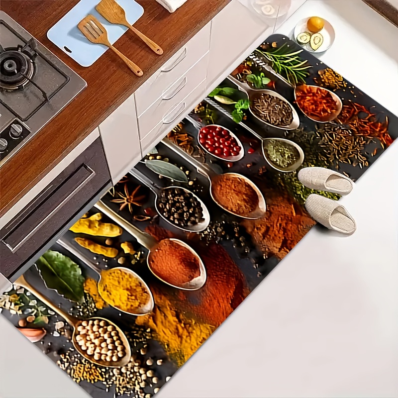 カラフルな調理用スパイス・ハーブ・調味料のスプーン柄ロングラ - Commercial Kitchen Background のレビューと価格