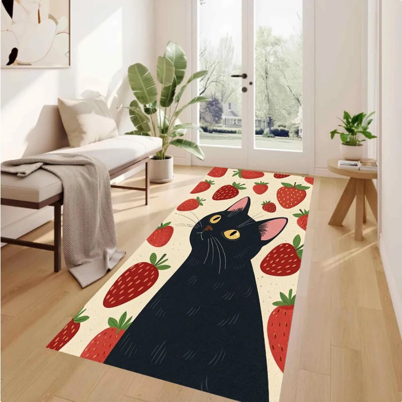 レトロカラーブロックレッドキャットフローラルティール背景ラグ - Commercial Kitchen Background のレビューと価格