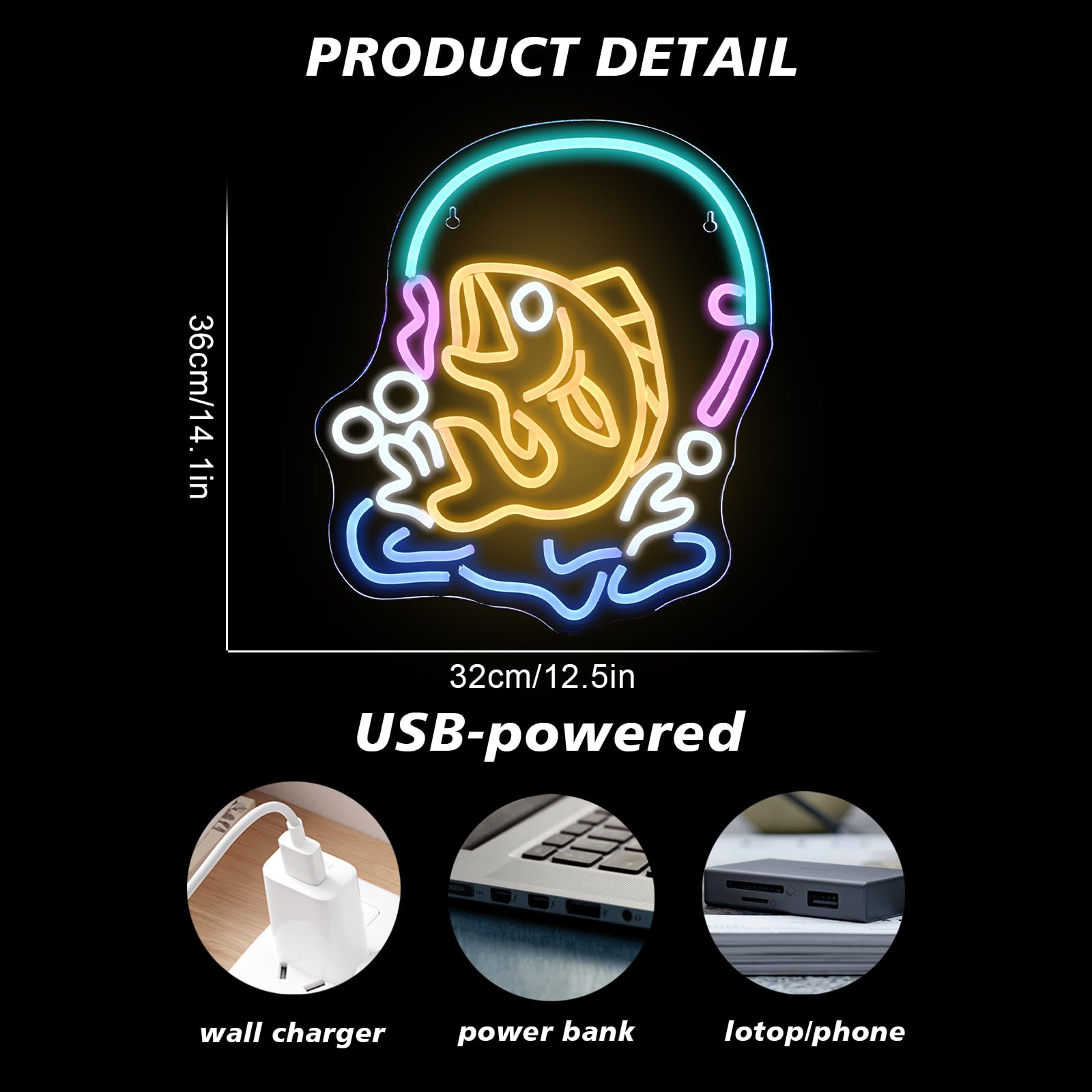 釣りネオンサイン 魚 LED ライト 鯉のデザイン 風変わり - Commercial Kitchen Lighting Design のレビューと価格
