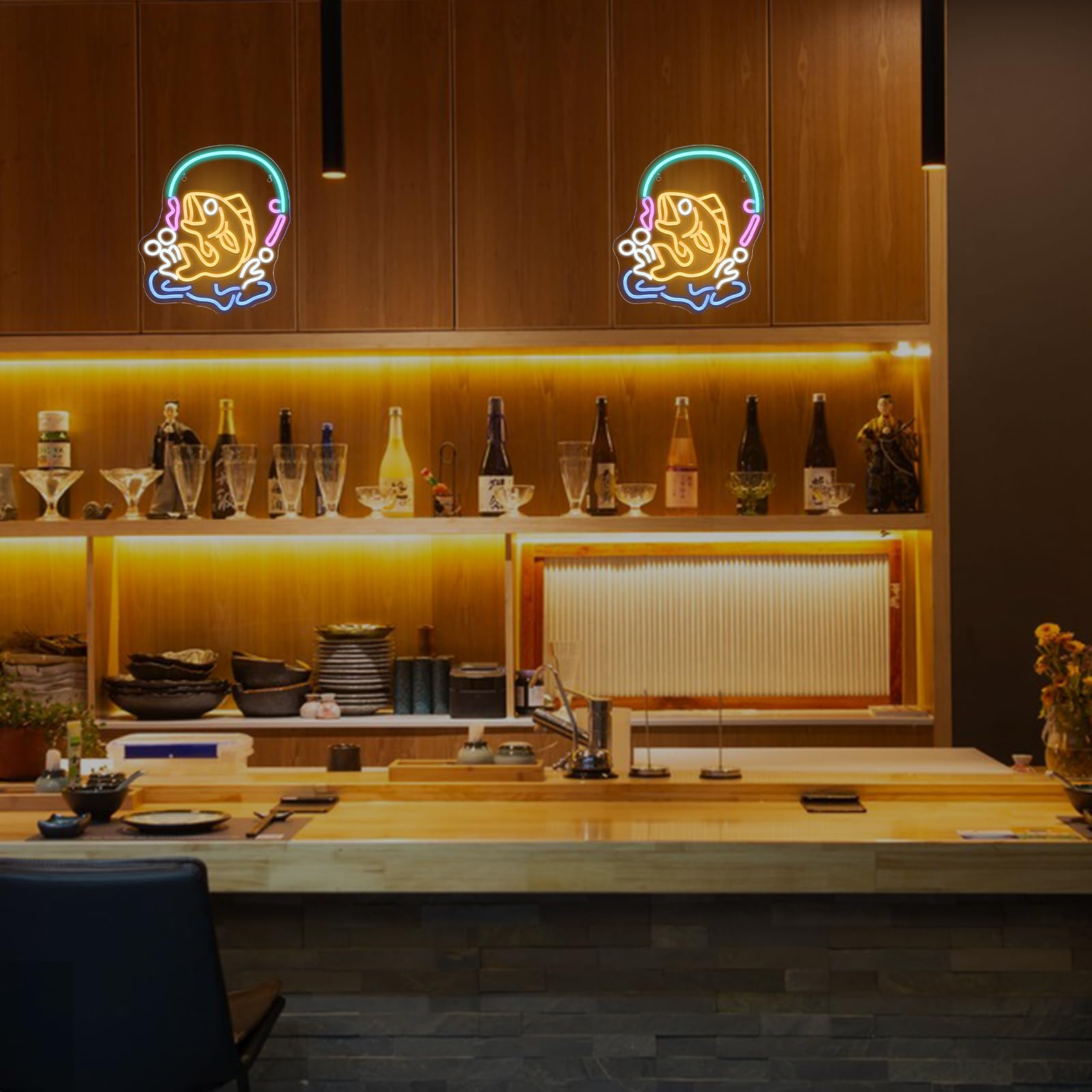 釣りネオンサイン 魚 LED ライト 鯉のデザイン 風変わり - Commercial Kitchen Lighting Design のレビューと価格